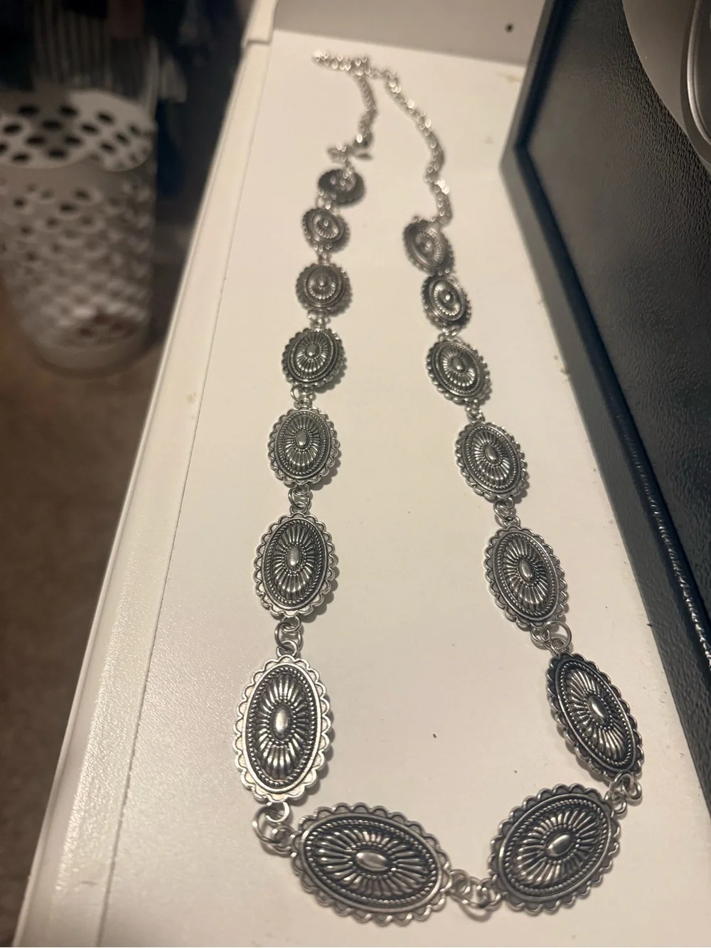 Silver Western Concho Statement Belt Adjustable Boho Cowgirl